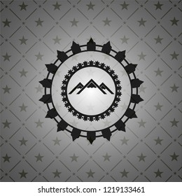 mountain icon inside black emblem. Vintage.