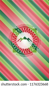 mountain icon inside christmas style emblem.