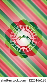 mountain icon inside christmas style emblem.