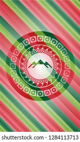 mountain icon inside christmas style emblem.