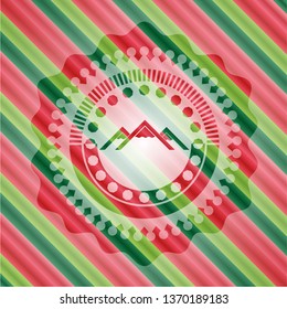 mountain icon inside christmas style emblem.