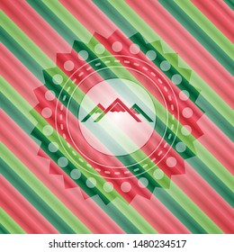 mountain icon inside christmas style emblem.