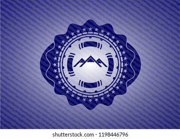 mountain icon inside jean background