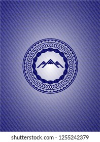 mountain icon inside jean background