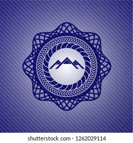 mountain icon inside jean background