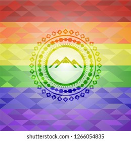 mountain icon inside lgbt colors emblem 