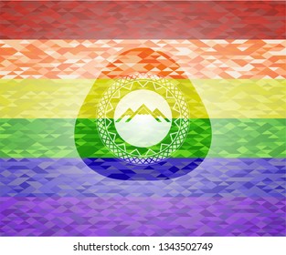 mountain icon inside lgbt colors emblem 