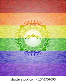 mountain icon inside lgbt colors emblem 