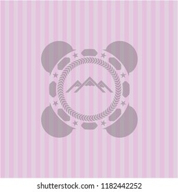 mountain icon inside pink icon or emblem
