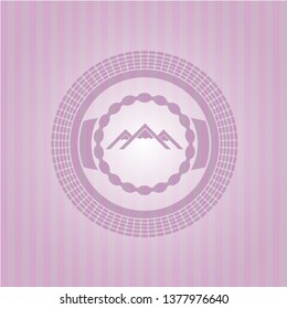 mountain icon inside pink icon or emblem