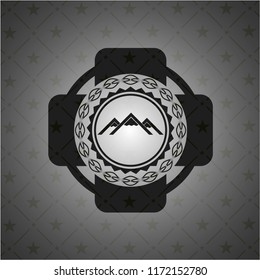 mountain icon inside realistic black emblem