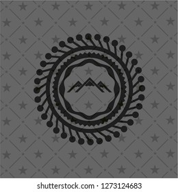mountain icon inside realistic dark emblem