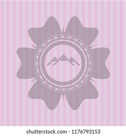 mountain icon inside realistic pink emblem