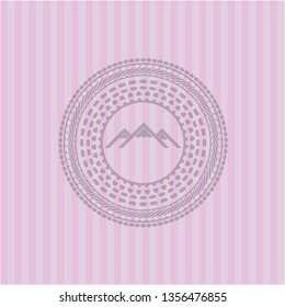 mountain icon inside realistic pink emblem