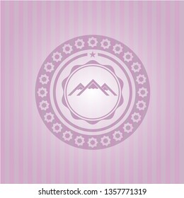 mountain icon inside realistic pink emblem