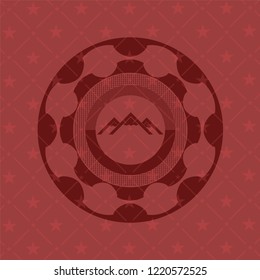 mountain icon inside retro style red emblem