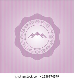 mountain icon inside retro style pink emblem