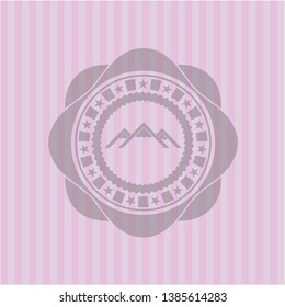 mountain icon inside retro style pink emblem