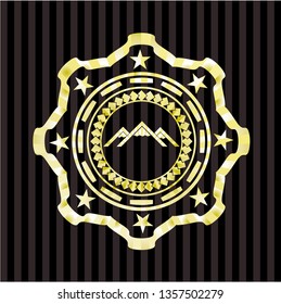 mountain icon inside shiny badge