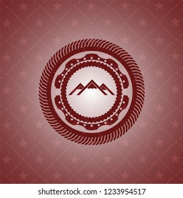 mountain icon inside vintage red emblem