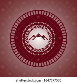 mountain icon inside vintage red emblem