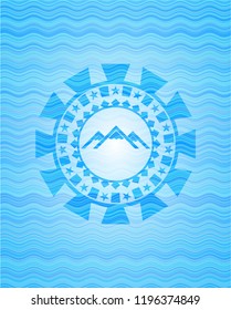 mountain icon inside water concept emblem background.