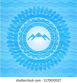 mountain icon inside water wave representation emblem background.