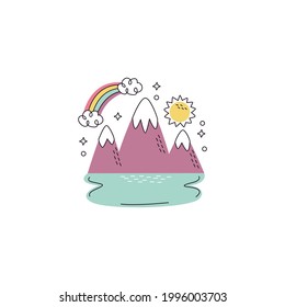 Icono De Montaña Aislado En Fondo Blanco