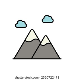 Ícone de montanha isolado em um fundo branco. Ilustração vetorial.