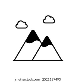 Mountain icon isolated on a white background. Vector illustration.