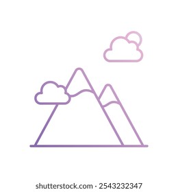 Icono de la montaña aislado en un fondo blanco. Ilustración vectorial.