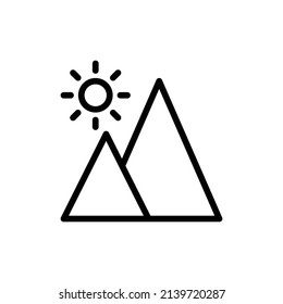 Mountain Icon. Line Art Style Design Isolated On White Background