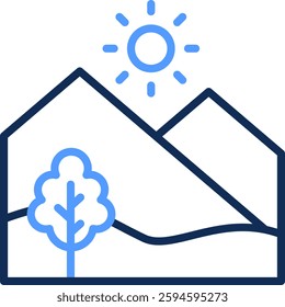 Mountain Icon Line Color Vector Illustration