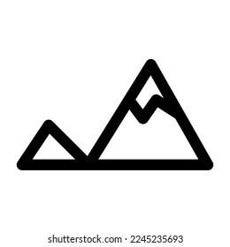 Mountain icon line isolated on white background. Black flat thin icon on modern outline style. Linear symbol and editable stroke. Simple and pixel perfect stroke vector illustration