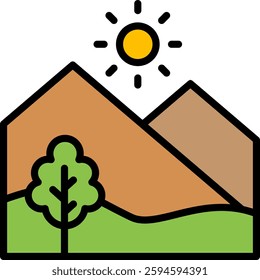 Mountain Icon Lineal Color Vector Illustration