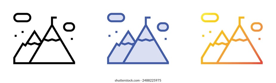 mountain icon. Linear, Blue Fill and Gradient Style Design Isolated On White Background
