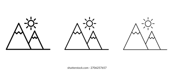 Mountain icon linear style sign for mobile concept and web design.