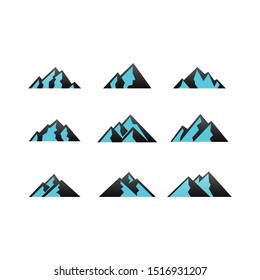 Mountain icon logo collection isolated on white background