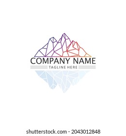 Mountain icon Logo and iceberg Template Vector illustration design