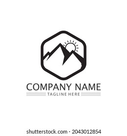 Mountain icon Logo and iceberg Template Vector illustration design