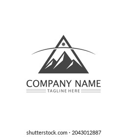 Mountain icon Logo and iceberg Template Vector illustration design