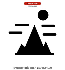 Icono de montaña o logotipo símbolo de signo aislado Ilustración vectorial - Iconos vectoriales de estilo negro de alta calidad
