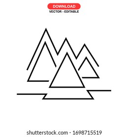 Icono de montaña o logotipo símbolo de signo aislado Ilustración vectorial - Iconos vectoriales de estilo negro de alta calidad

