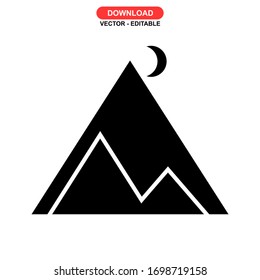 Icono de montaña o logotipo símbolo de signo aislado Ilustración vectorial - Iconos vectoriales de estilo negro de alta calidad
