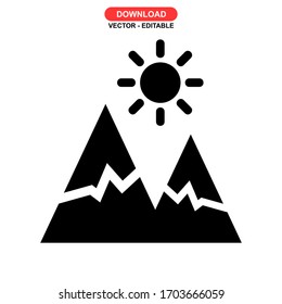 mountain icon or logo isolated sign symbol vector illustration - high quality black style vector icons
