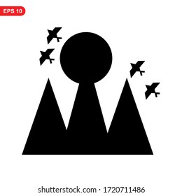 Icono de montaña o logotipo símbolo de signo aislado Ilustración vectorial - Iconos vectoriales de estilo negro de alta calidad
