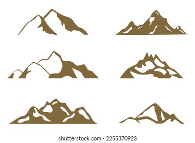 Bergsymbol. Satz von Felssilhouette. Vektorgrafik.