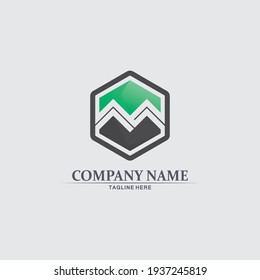 Mountain icon Logo Template Vector illustration design nature and high, M logo, expedition, outdoor 