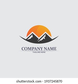Mountain icon Logo Template Vector illustration design nature and high, M logo, expedition, outdoor 