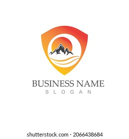 Diseño de la ilustración de la plantilla del logotipo de icono de montaña